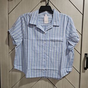 Auden Blue and White Striped Pajama Top